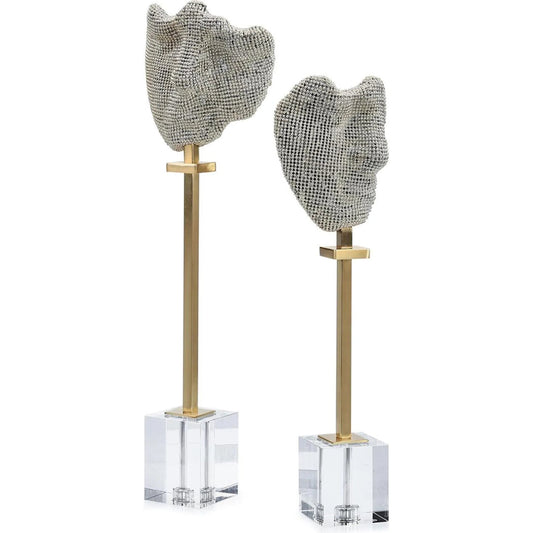 Fractured Expression Sculptures (Set of 2) by John-Richard in brass. Made from unique in a unique style.