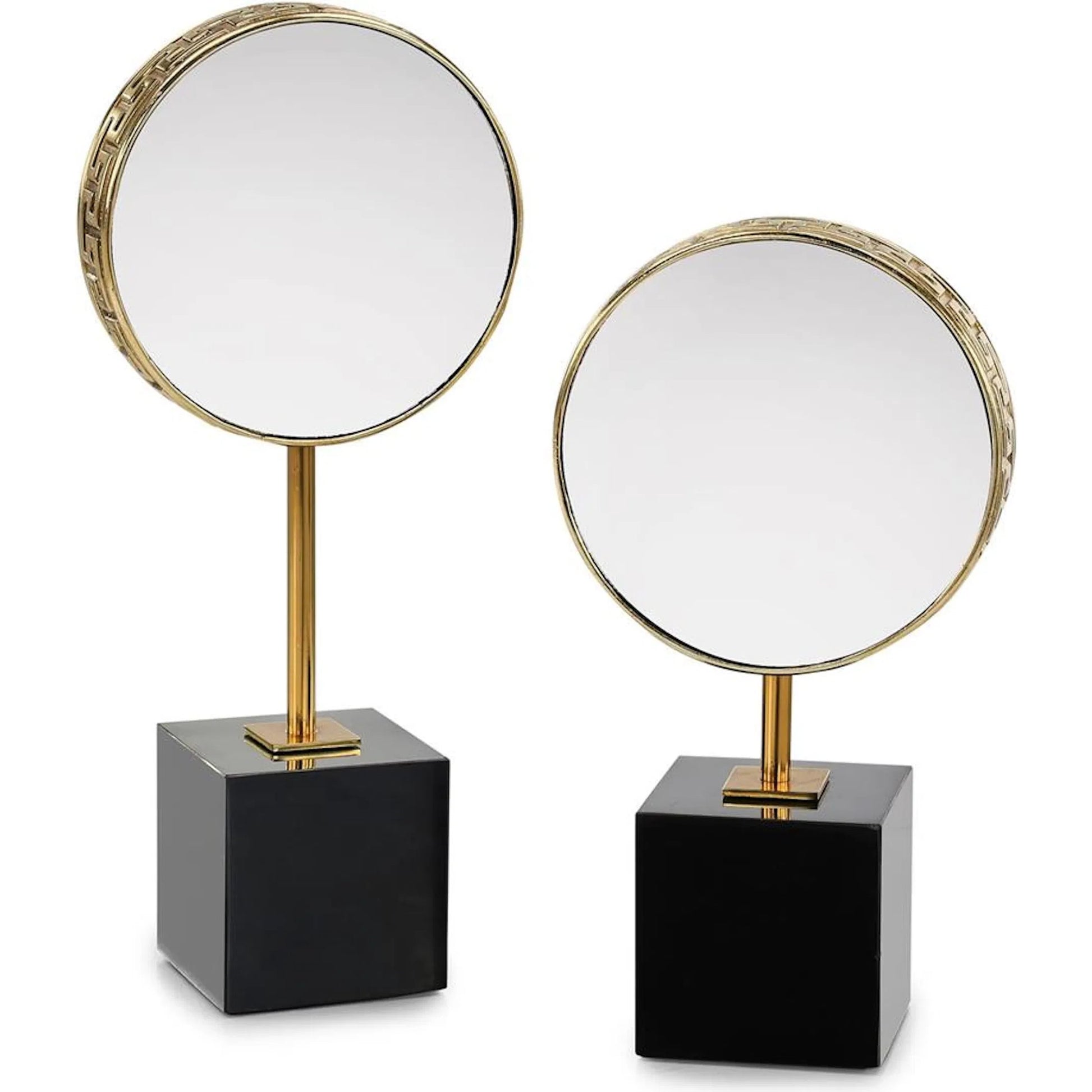 Hellenic Mirror Sculptures (Set of 2) by John-Richard in brass. Made from unique in a modern style.