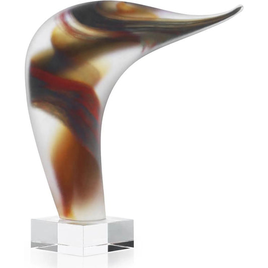 Flourished Dusklight Sculpture by John-Richard in red, blue, gold. Made from unique in a unique style.