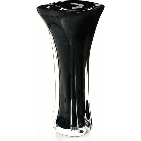 Abyss Vase by John-Richard in clear, black. Made from art glass in a unique style.