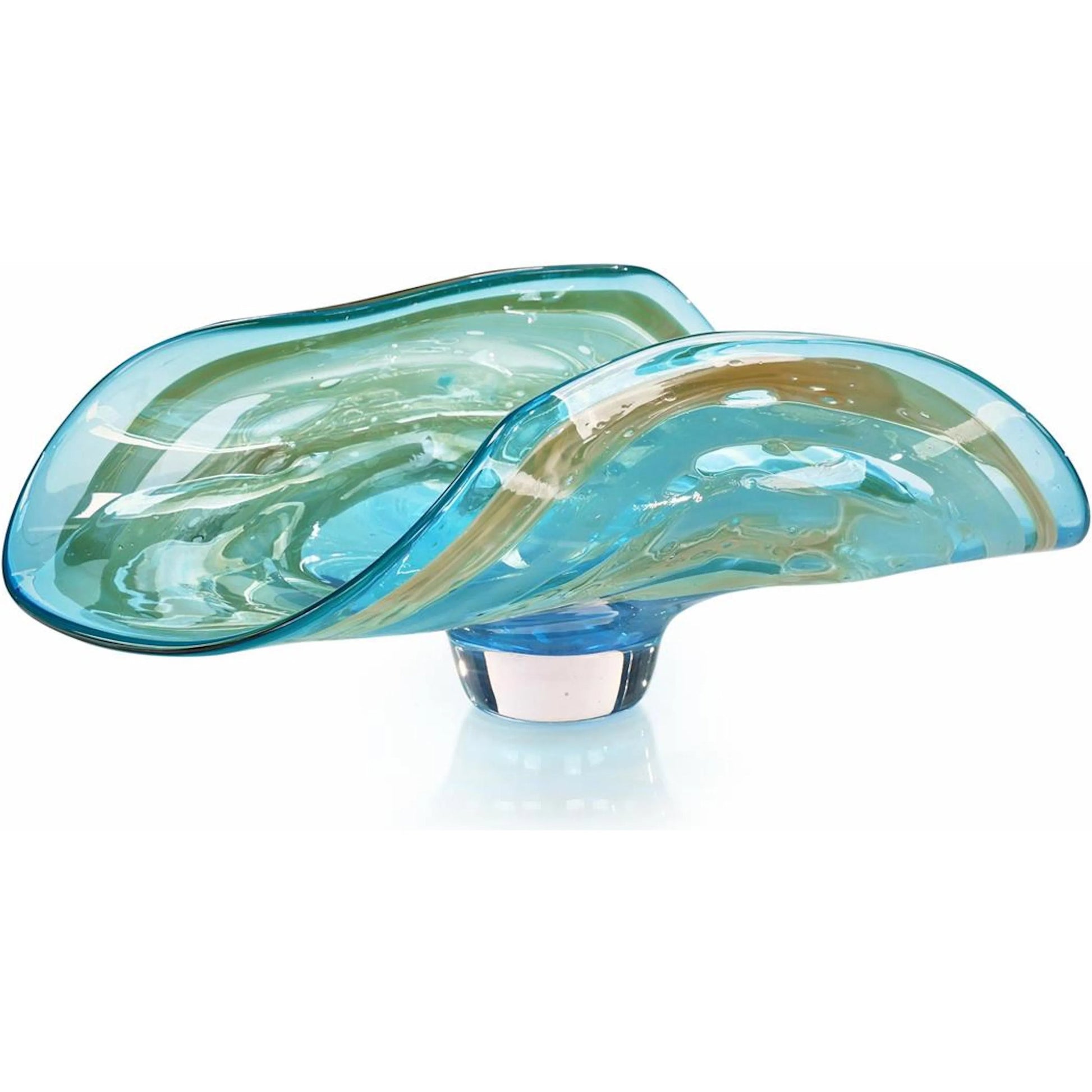 Coastal Breeze Bowl by John-Richard in blue, golden yellow. Made from art glass in a modern style.