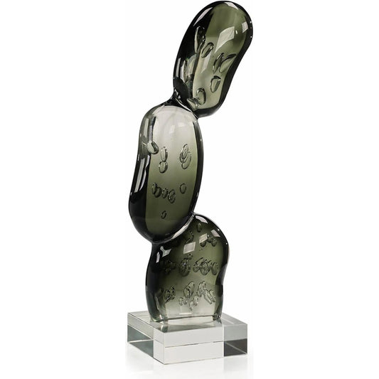 Coalescent Bubbles Sculpture by John-Richard in green. Made from art glass, crystal in a unique style.