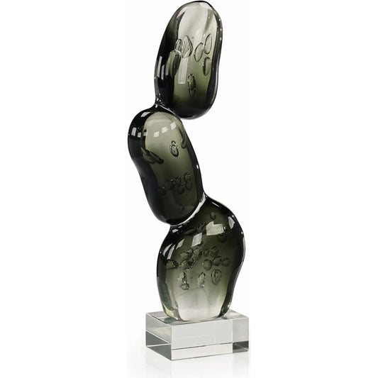 Coalescent Bubbles Sculpture by John-Richard in green. Made from art glass, crystal in a unique style.