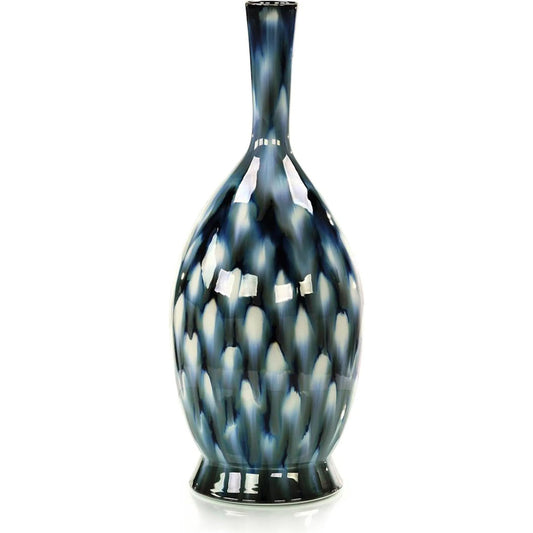 Magpie Vase by John-Richard in blue, white, black. Made from unique in a unique style.