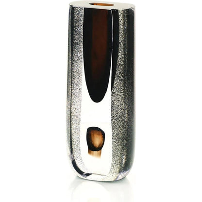 Convergence Vase by John-Richard in clear, brown. Made from art glass in a modern style.