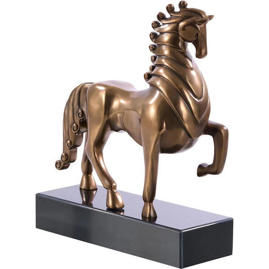 Plated Horse Sculpture on Marble by John-Richard in nickel. Made from unique in a unique style.