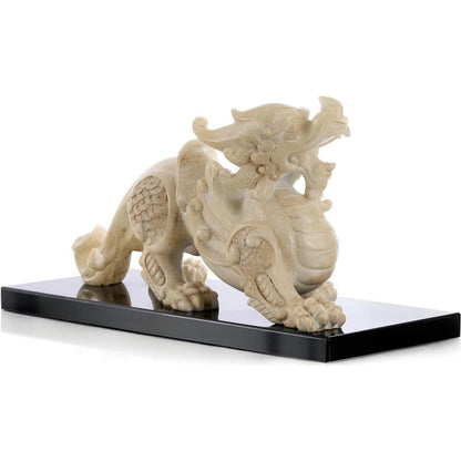 Pixiu Sculpture on Marble by John-Richard in ivory. Made from unique in a eclectic & global style.