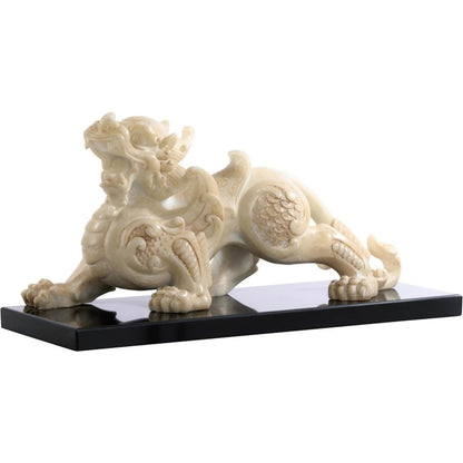 Pixiu Sculpture on Marble by John-Richard in ivory. Made from unique in a eclectic & global style.