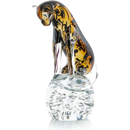 Abstract Cheetah Sculpture by John-Richard in amber. Made from unique in a unique style.