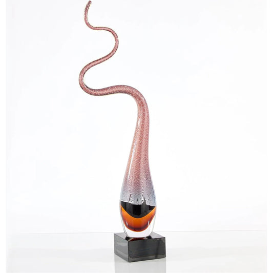 Wisping Smoke Sculpture on Crystal, Small by John-Richard in deep burgundy. Made from unique in a unique style.