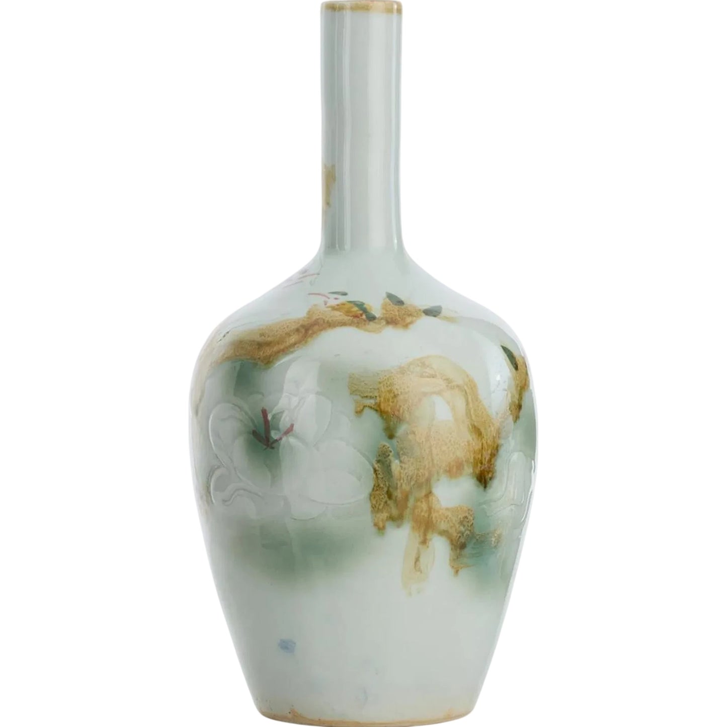 001 SI-2373155 | Primary Silo | Dancing Branches Vase by John-Richard in green, brown, blue and glazed. Made from porcelain in a traditional style.