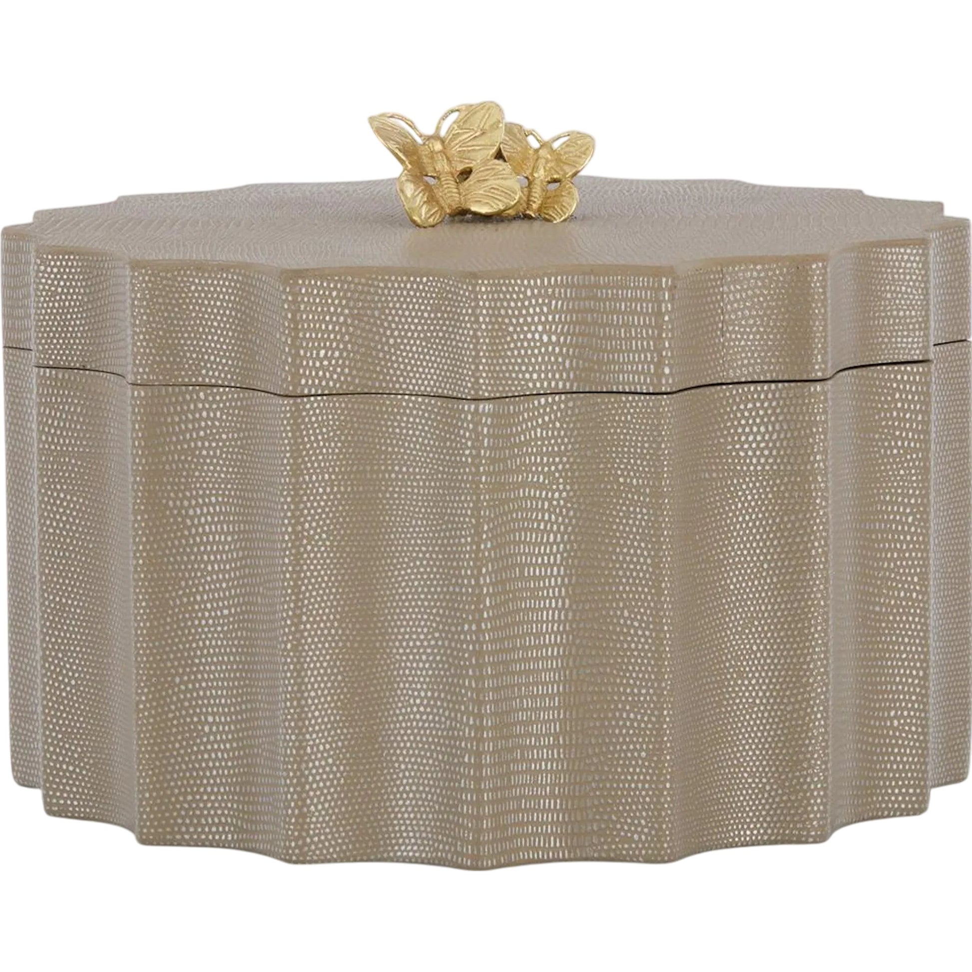 Farfalla Box by John-Richard in gray and brass. Made from unique in a modern style.