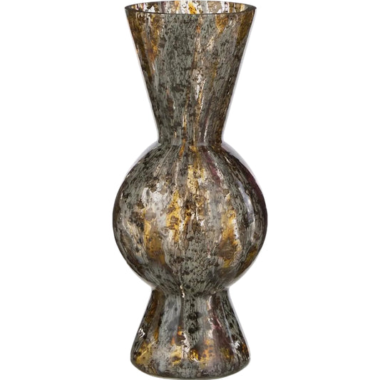 Emanar Vase by John-Richard in gray, brown, black. Made from art glass in a unique style.