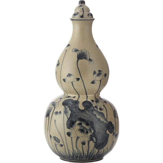 Lidded Blue Lotus Jar by John-Richard. Made from unique in a unique style.