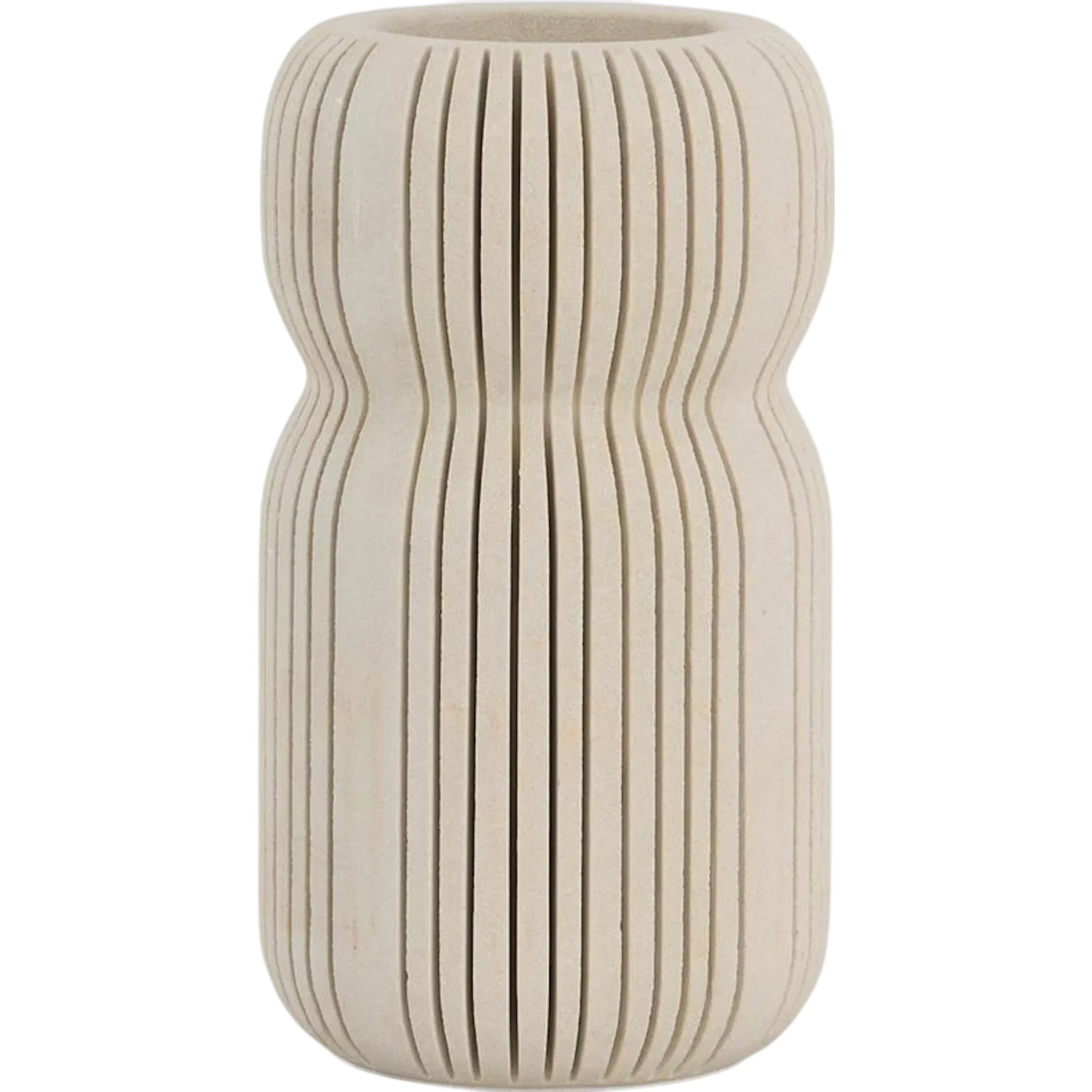 Ranura Vase by John-Richard in cream. Made from unique in a transitional style.
