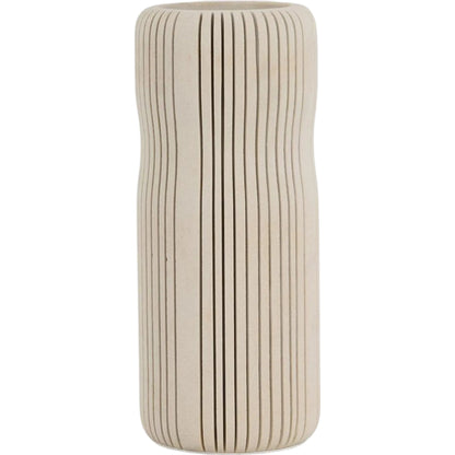 Ranura Vase by John-Richard in cream. Made from unique in a transitional style.