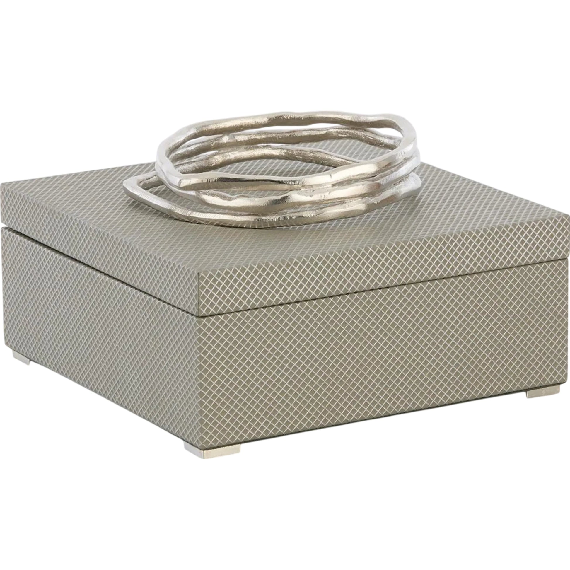 Silver Coil Box by John-Richard in gray, nickel. Made from unique in a transitional style.