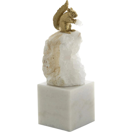 Brass Squirrel and Quartz Sculpture on Marble by John-Richard. Made from unique in a unique style.
