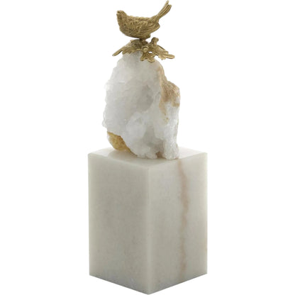 Brass Bird and Quartz Sculpture on Marble by John-Richard. Made from unique in a unique style.