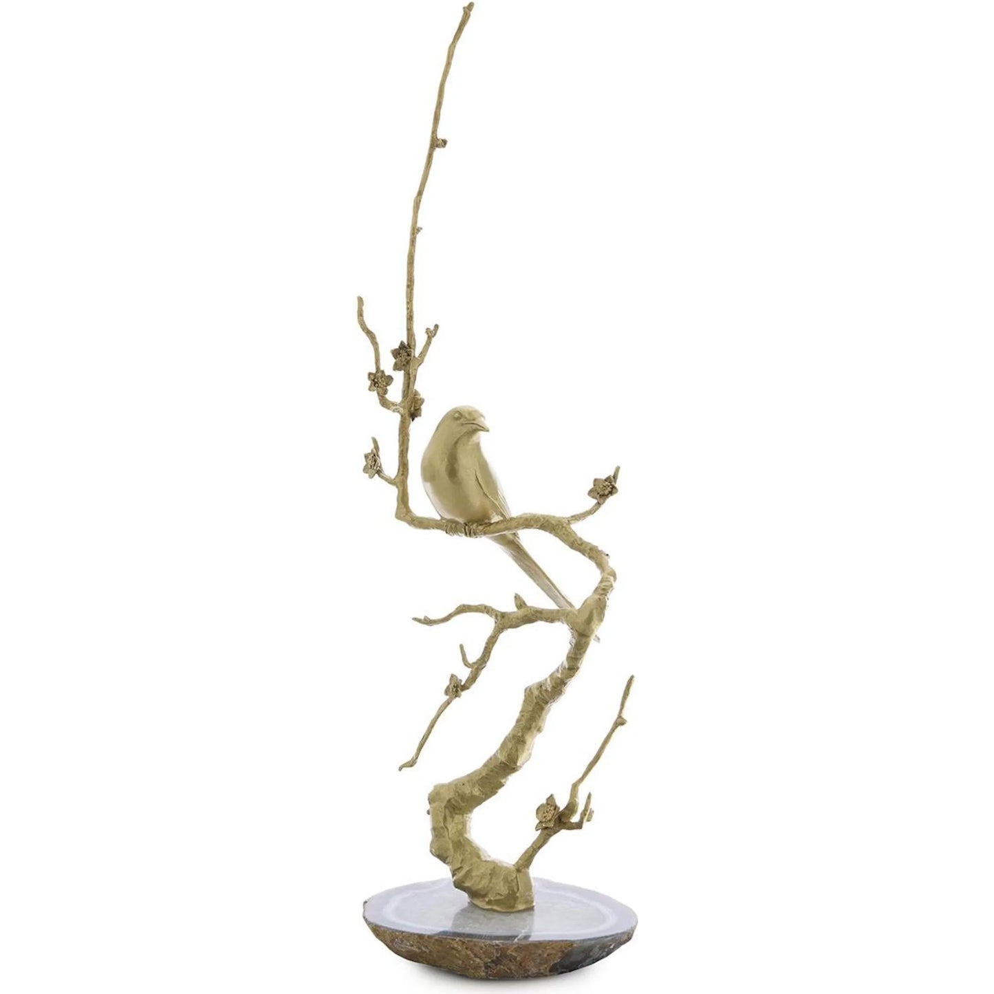 001 SI-2537455 | Primary Silo | Perched Brass Bird Sculpture on Agate by John-Richard. Made from unique in a unique style.