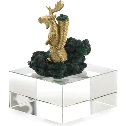Brass Moose Sculpture on Crystal by John-Richard. Made from unique in a unique style.