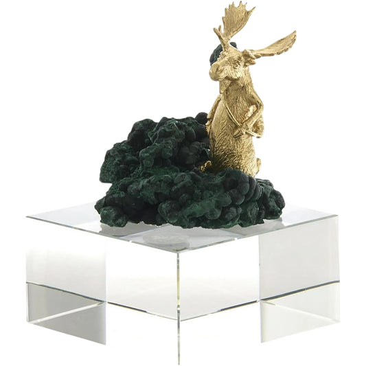 Brass Moose Sculpture on Crystal by John-Richard. Made from unique in a unique style.