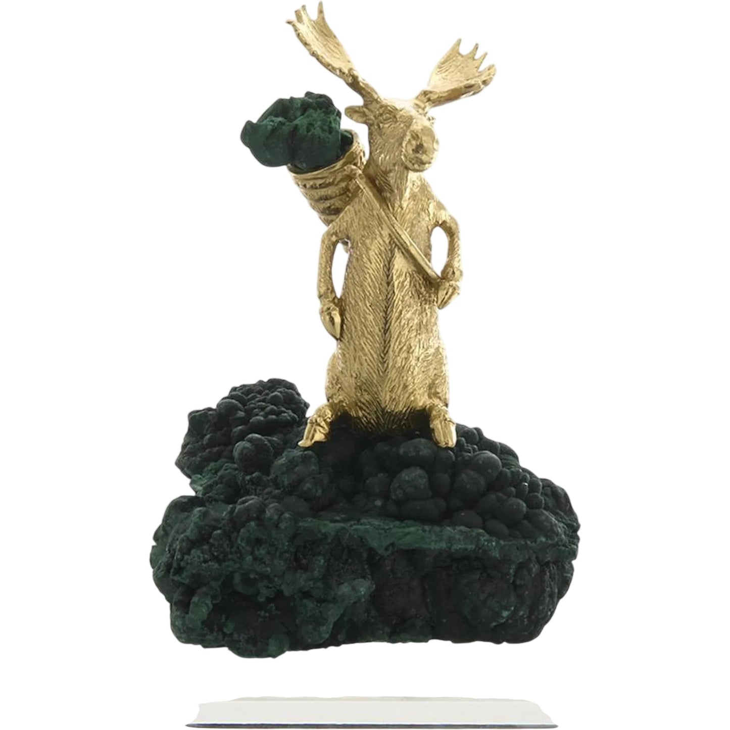 002 SI-2537138 | Primary Silo | Brass Moose Sculpture on Crystal by John-Richard. Made from unique in a unique style.