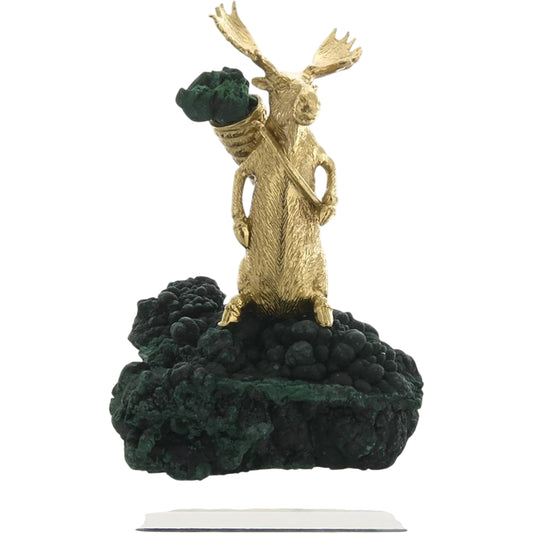 Brass Moose Sculpture on Crystal by John-Richard. Made from unique in a unique style.
