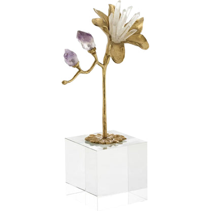 Embellished Blossom Sculpture on Crystal by John-Richard. Made from unique in a unique style.