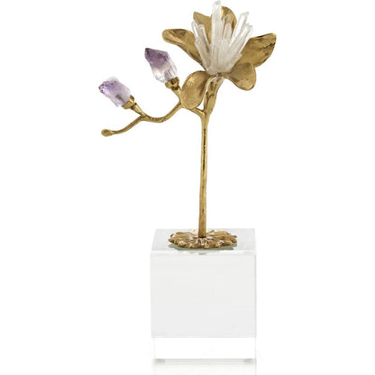 Embellished Blossom Sculpture on Crystal by John-Richard. Made from unique in a unique style.
