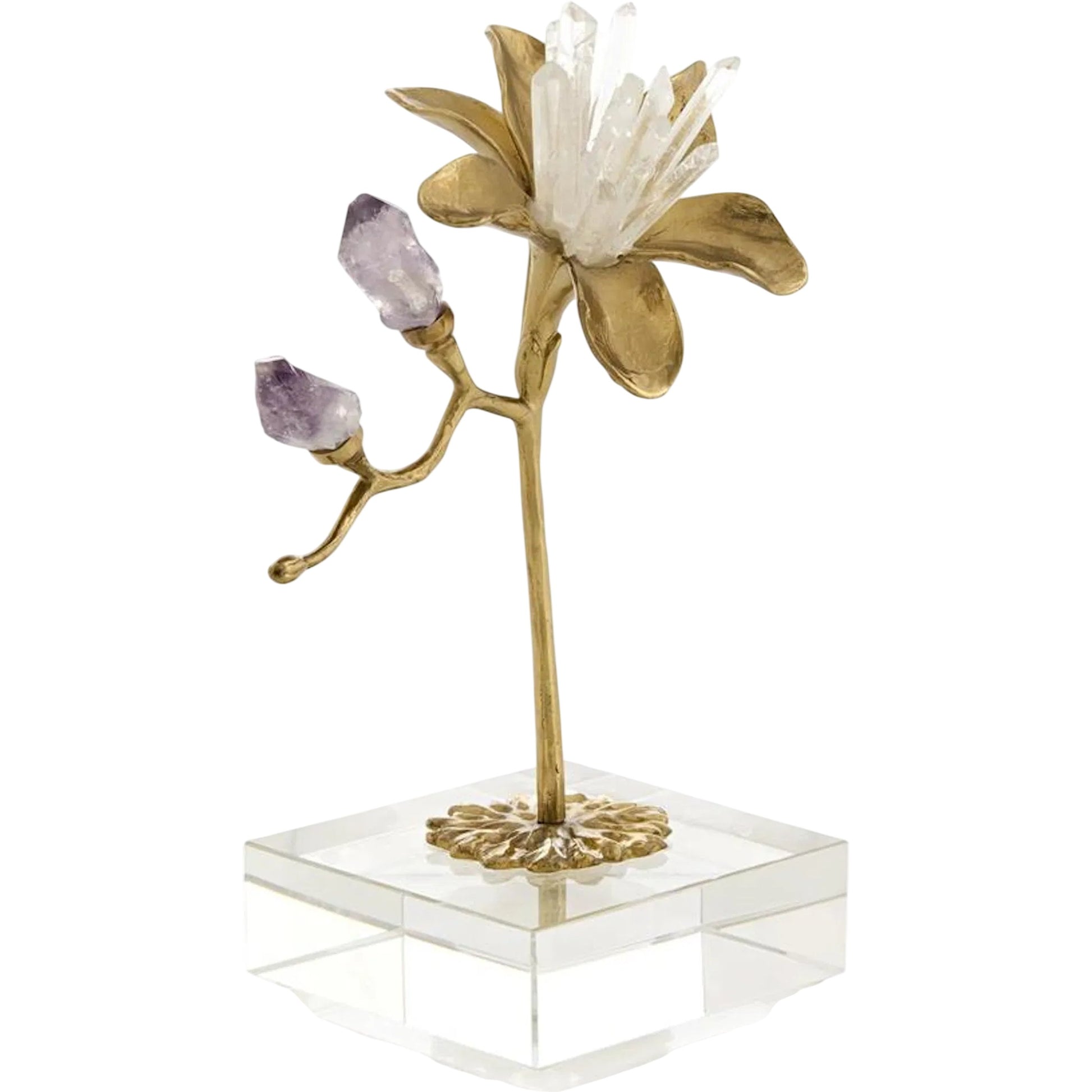 Embellished Blossom Sculpture on Crystal by John-Richard. Made from unique in a unique style.