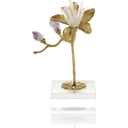 Embellished Blossom Sculpture on Crystal by John-Richard. Made from unique in a unique style.