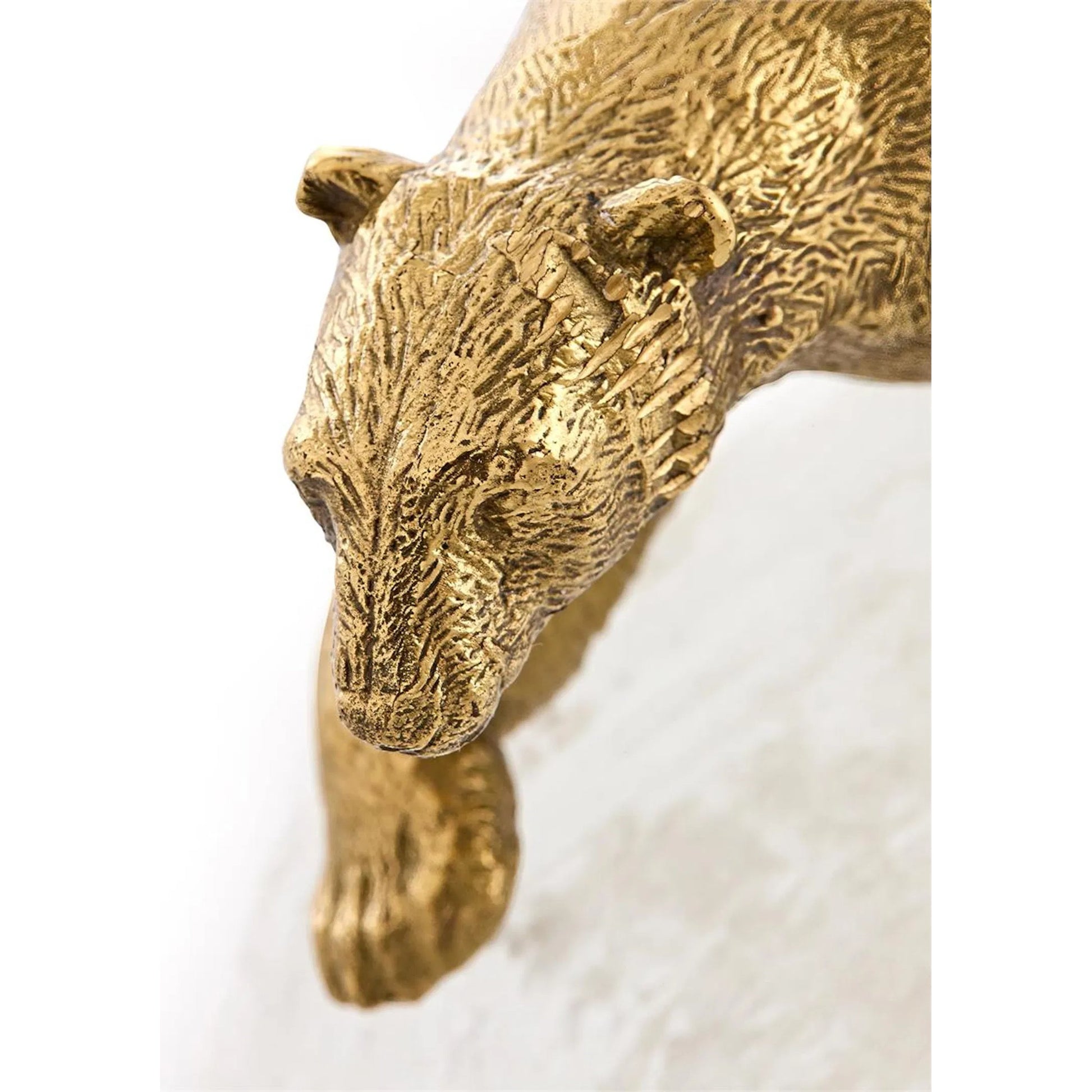 Brass Bear Sculpture on Selenite by John-Richard. Made from unique in a unique style.