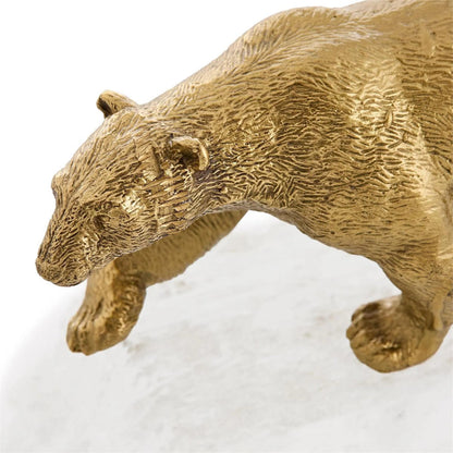 Brass Bear Sculpture on Selenite by John-Richard. Made from unique in a unique style.