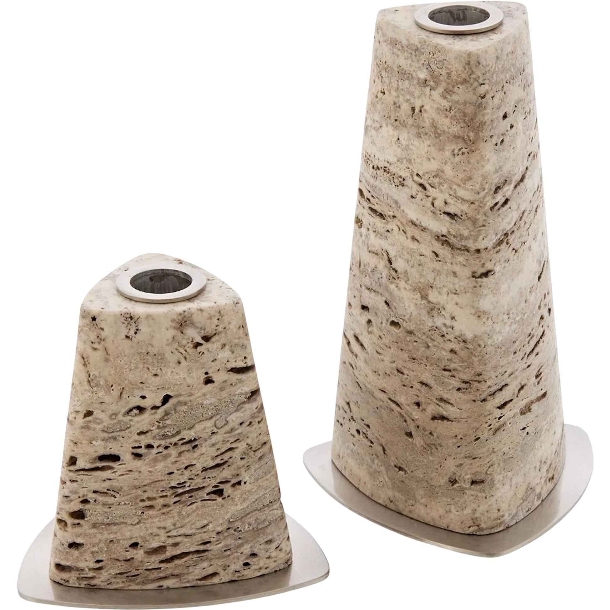 Travertine Candleholders (Set of 2) by John-Richard. Made from unique in a unique style.