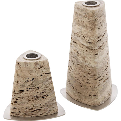 Travertine Candleholders (Set of 2) by John-Richard. Made from unique in a unique style.