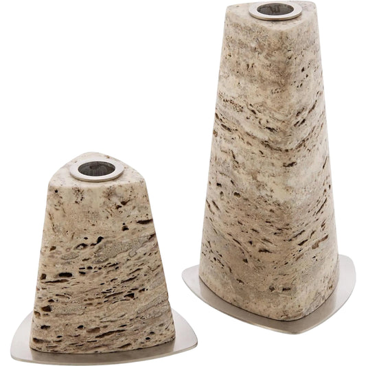 Travertine Candleholders (Set of 2) by John-Richard. Made from unique in a unique style.