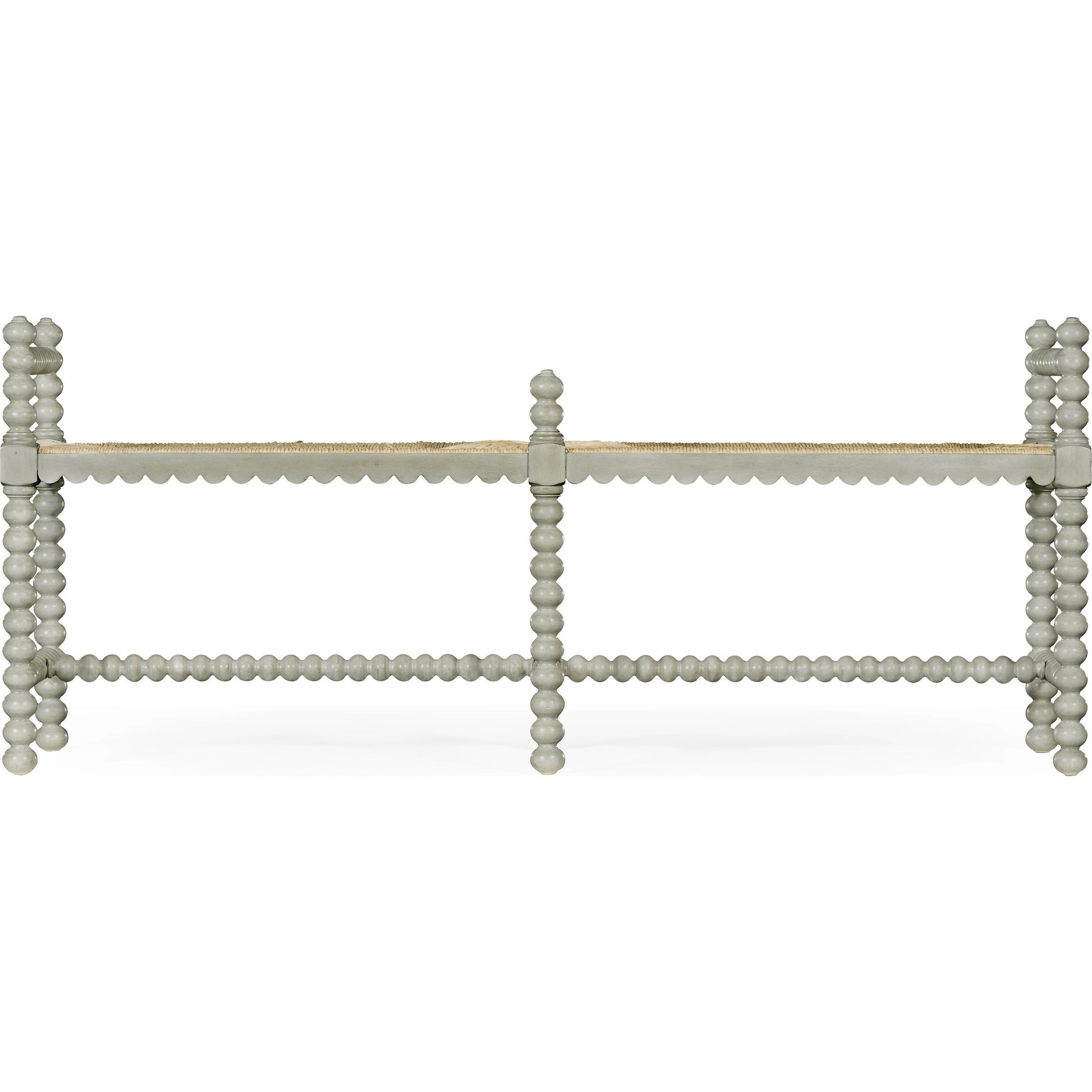 William Yeoward Bellingham Double Bench by Jonathan Charles in grey and country gray. Made from acacia in a cottage & farmhouse style.