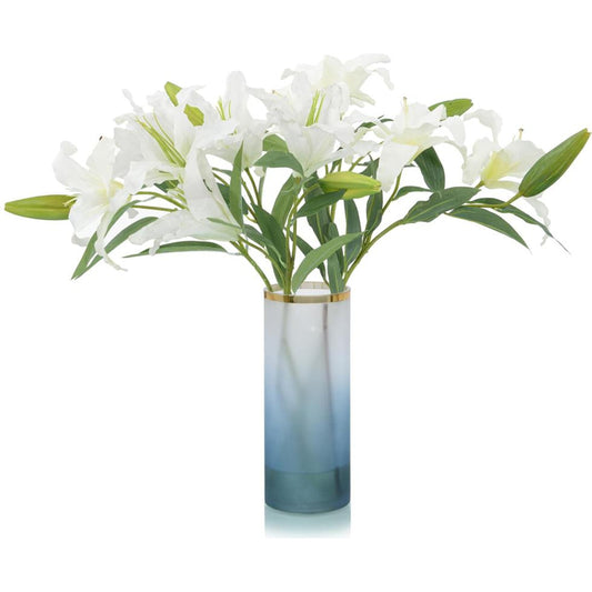 Blue Ombre Lilies by John-Richard in blue, white. Made from unique in a transitional style.
