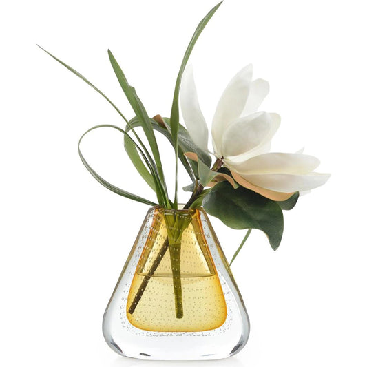 Southern Magnolia in Butterscotch Crystal Vase by John-Richard. Made from unique in a modern style.