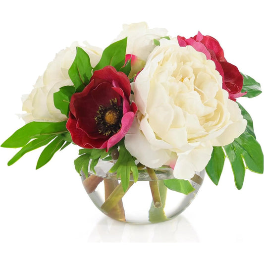 Real Touch Peonies by John-Richard in cream, red. Made from unique in a unique style.