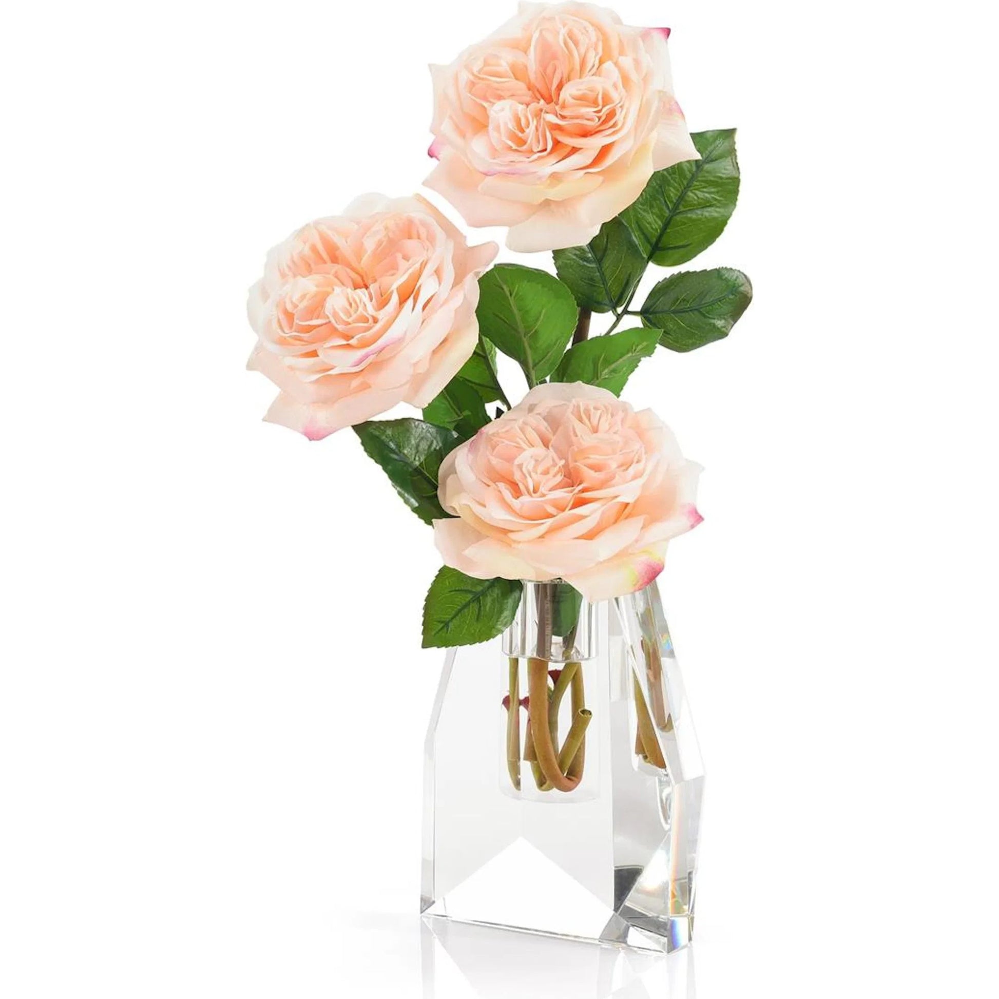 French Garden Rose by John-Richard in peach. Made from unique in a transitional style.