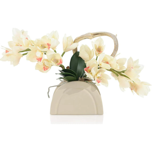 Tan Cymbidiums by John-Richard in cream. Made from unique in a unique style.