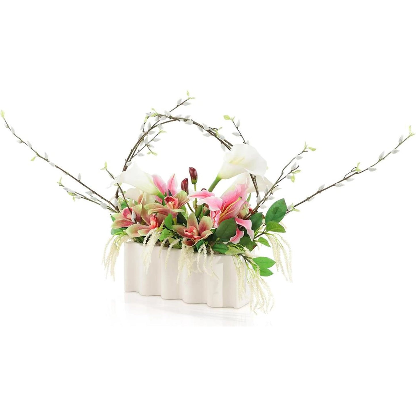 001 SI-2374140 | Primary Silo | Willows and Lilies by John-Richard in white. Made from unique in a transitional style.