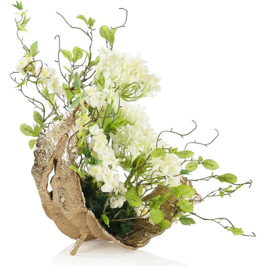 White Agapanthus Leaf Sculpture by John-Richard in brass. Made from unique in a modern style.