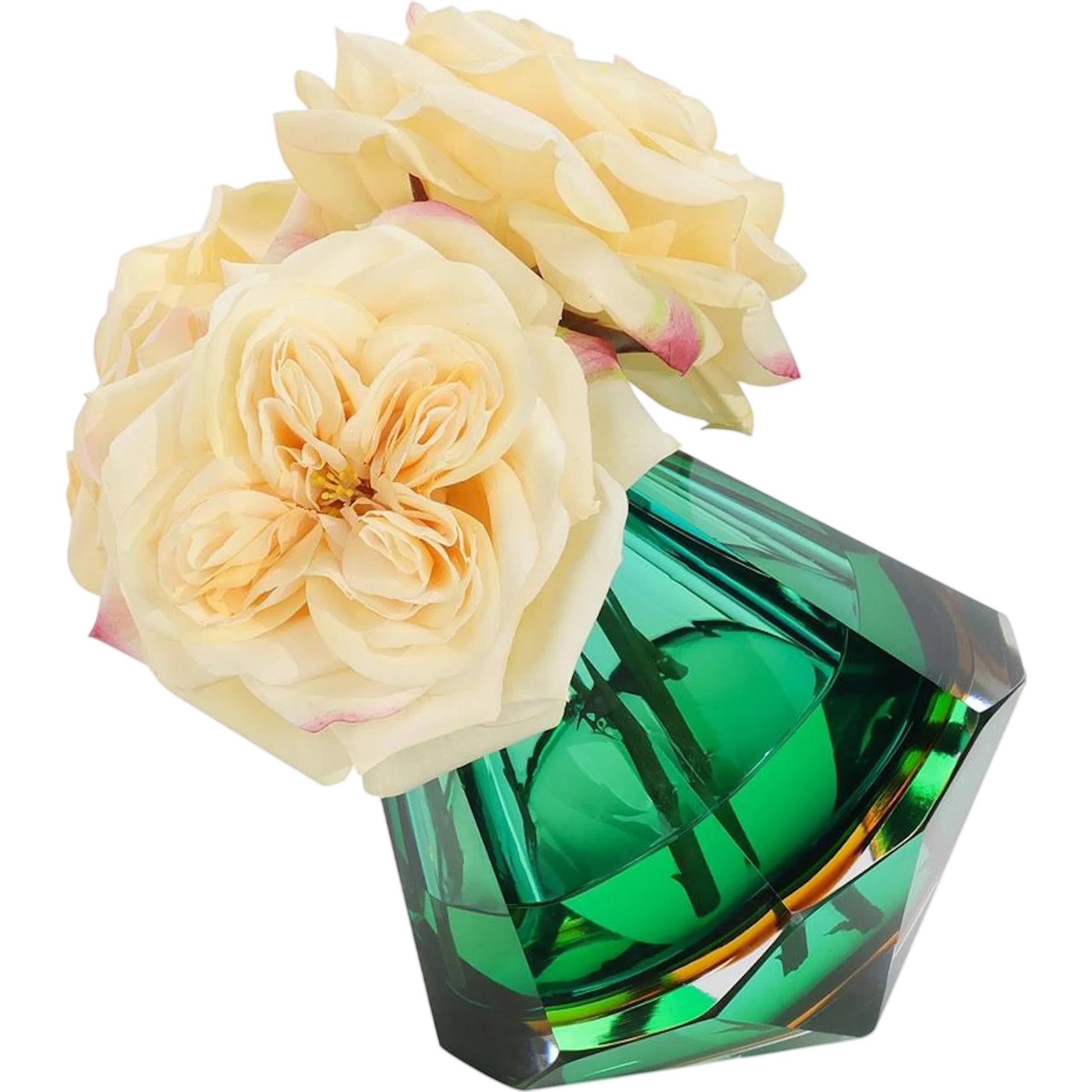 Emerald Art Glass and Roses by John-Richard. Made from unique in a unique style.