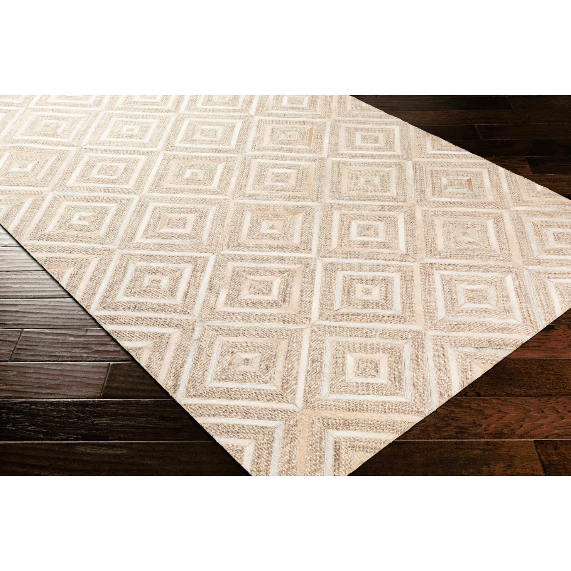 Jardin JRD-2300 Rug by Surya in light gray, light beige, oatmeal, medium gray, dark brown. Made from 60% wool, 40% leather in a unique style.