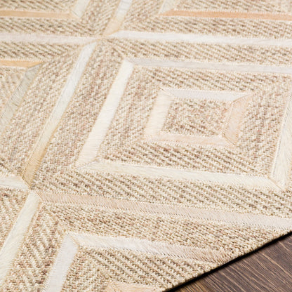Jardin JRD-2300 Rug by Surya in light gray, light beige, oatmeal, medium gray, dark brown. Made from 60% wool, 40% leather in a unique style.