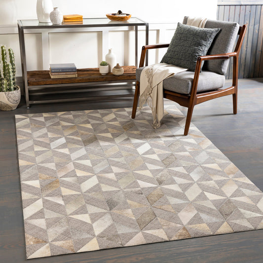 Jardin Rug - 29481 by Surya in medium gray, charcoal. Made from 60% wool, 40% leather in a unique style.
