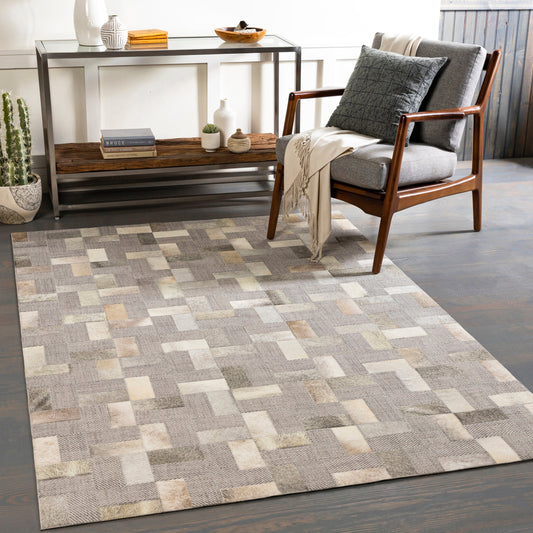 Jardin Rug - 29483 by Surya in medium gray, charcoal. Made from 60% wool, 40% leather in a unique style.